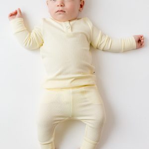 Ribbed Infant Henley Set in Chamomile