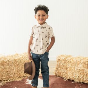 Toddler Short Sleeve Polo in Classic Cowboy