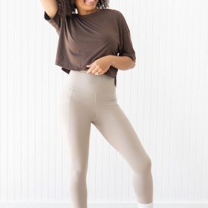 Bamboo Flex Womens Leggings in Bisque
