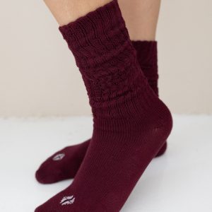 Adult Scrunch Socks in Burgundy