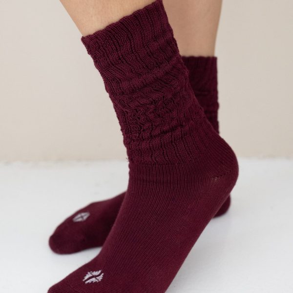 Adult Scrunch Socks in Burgundy