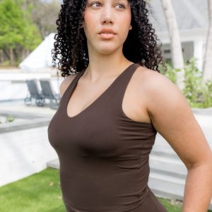 Bamboo Flex Bra Tank in Espresso