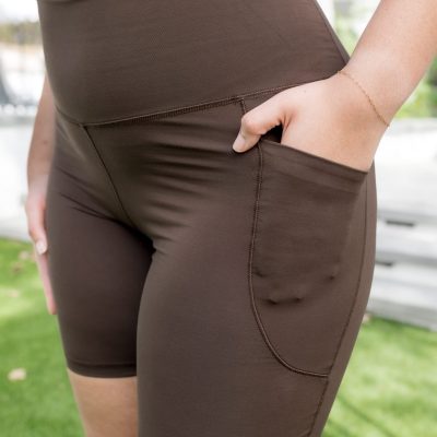 Bamboo Flex High Rise Biker Short in Espresso