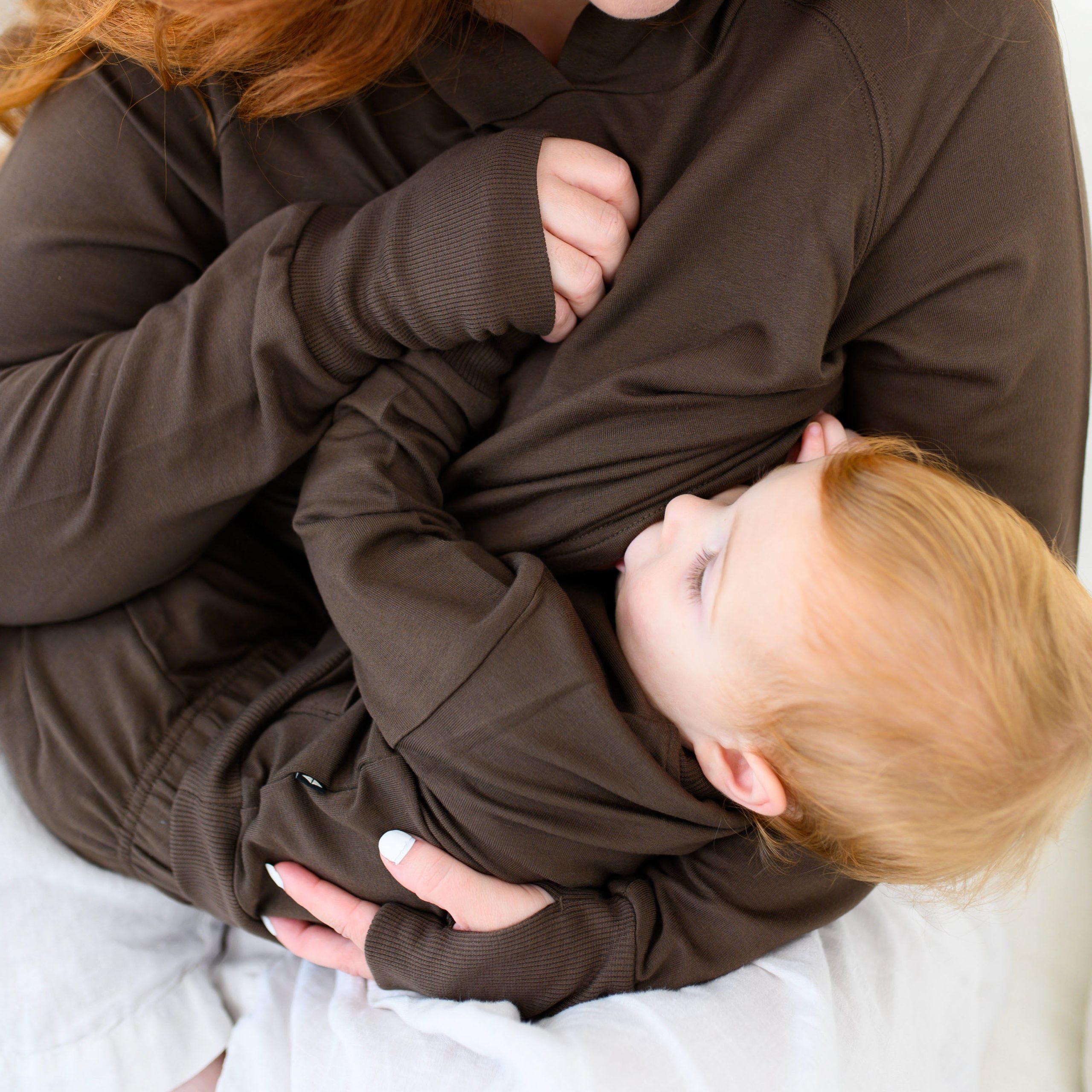 Women's French Terry Nursing Hoodie in Espresso - Image 3