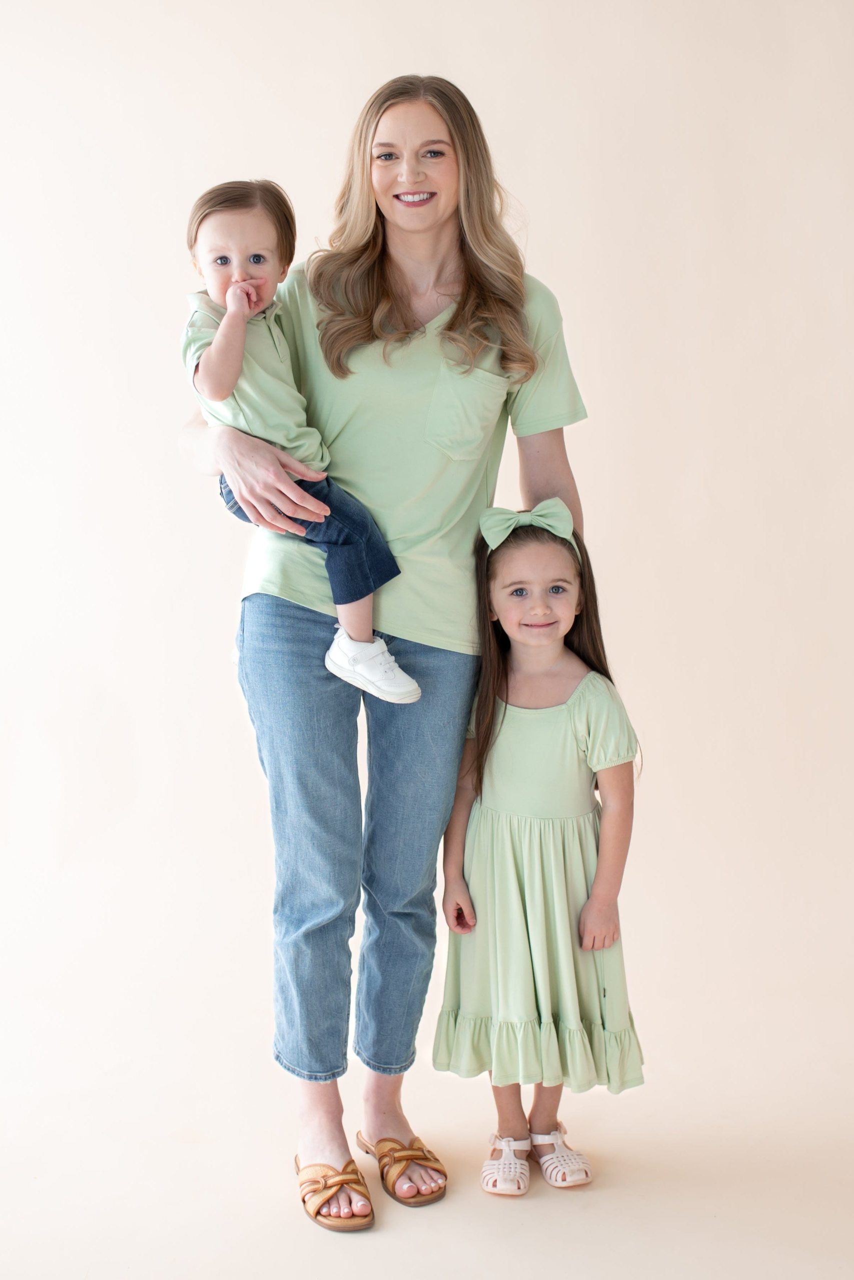 Women's Relaxed Fit V-Neck in Basil - Image 2