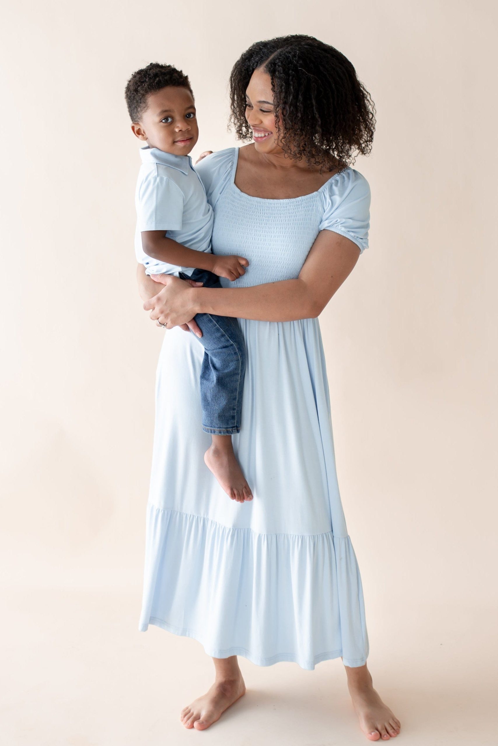 Womens Smocked Dress in Breeze - Image 2