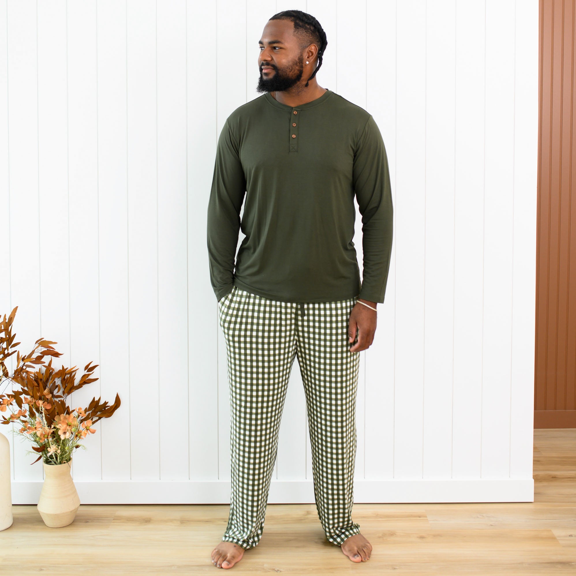 Men's Lounge Pants in Gingham Fir - Image 4