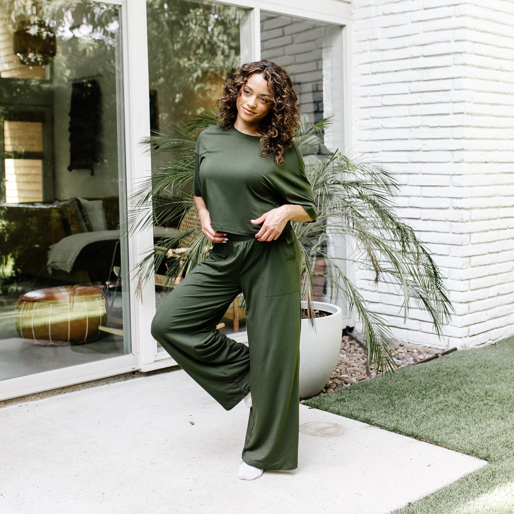 Women's Wide Leg Pant in Fir - Image 5