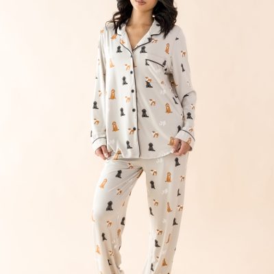 Long-Sleeved Women's Pajama Set in Fluffy Dog
