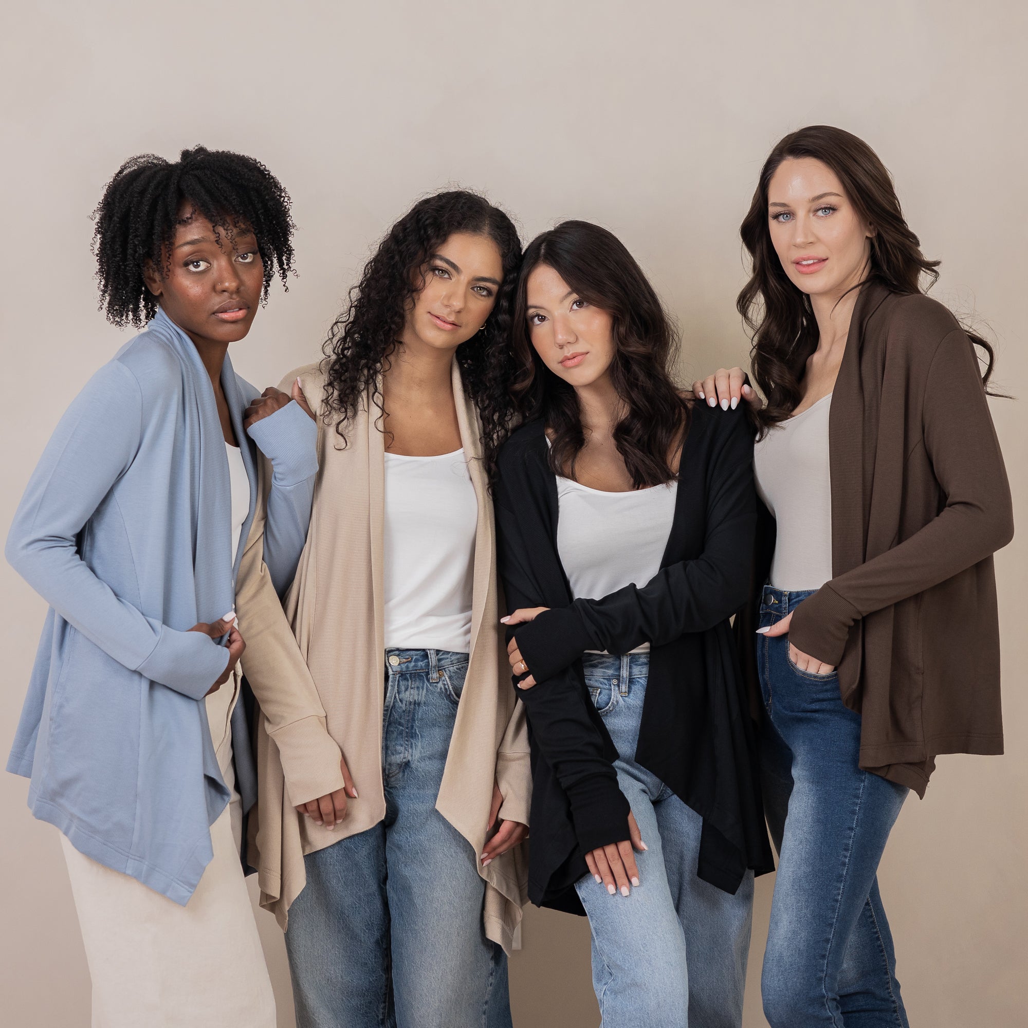 Women's French Terry Wrap Top in Almond - Image 3