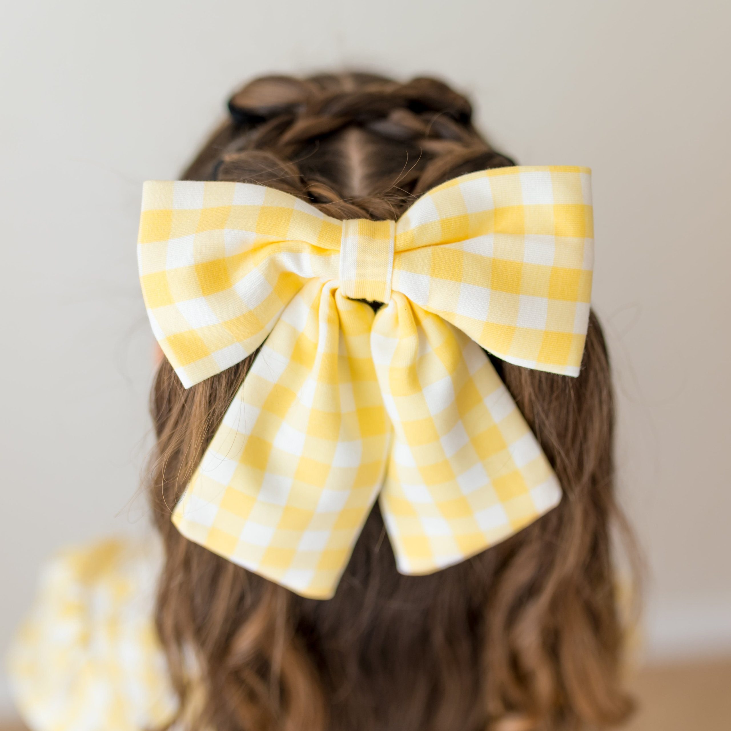 Large Alligator Clip Bow in Gingham Chamomile - Image 3