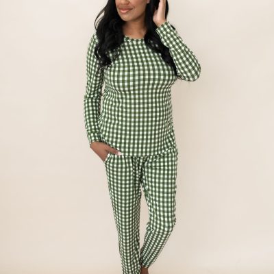 Women's Jogger Pajama Set in Gingham Fir