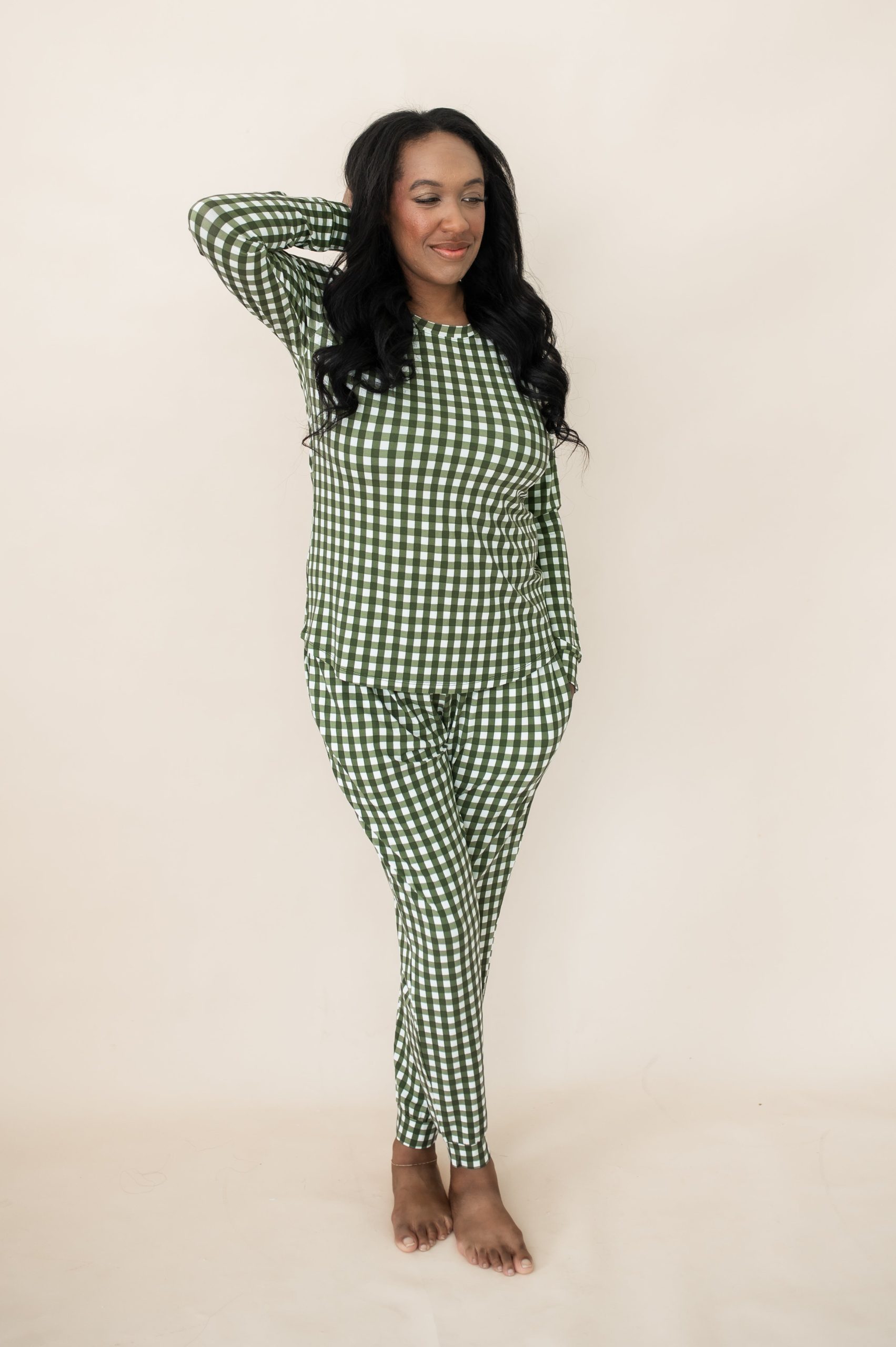 Women's Jogger Pajama Set in Gingham Fir - Image 4