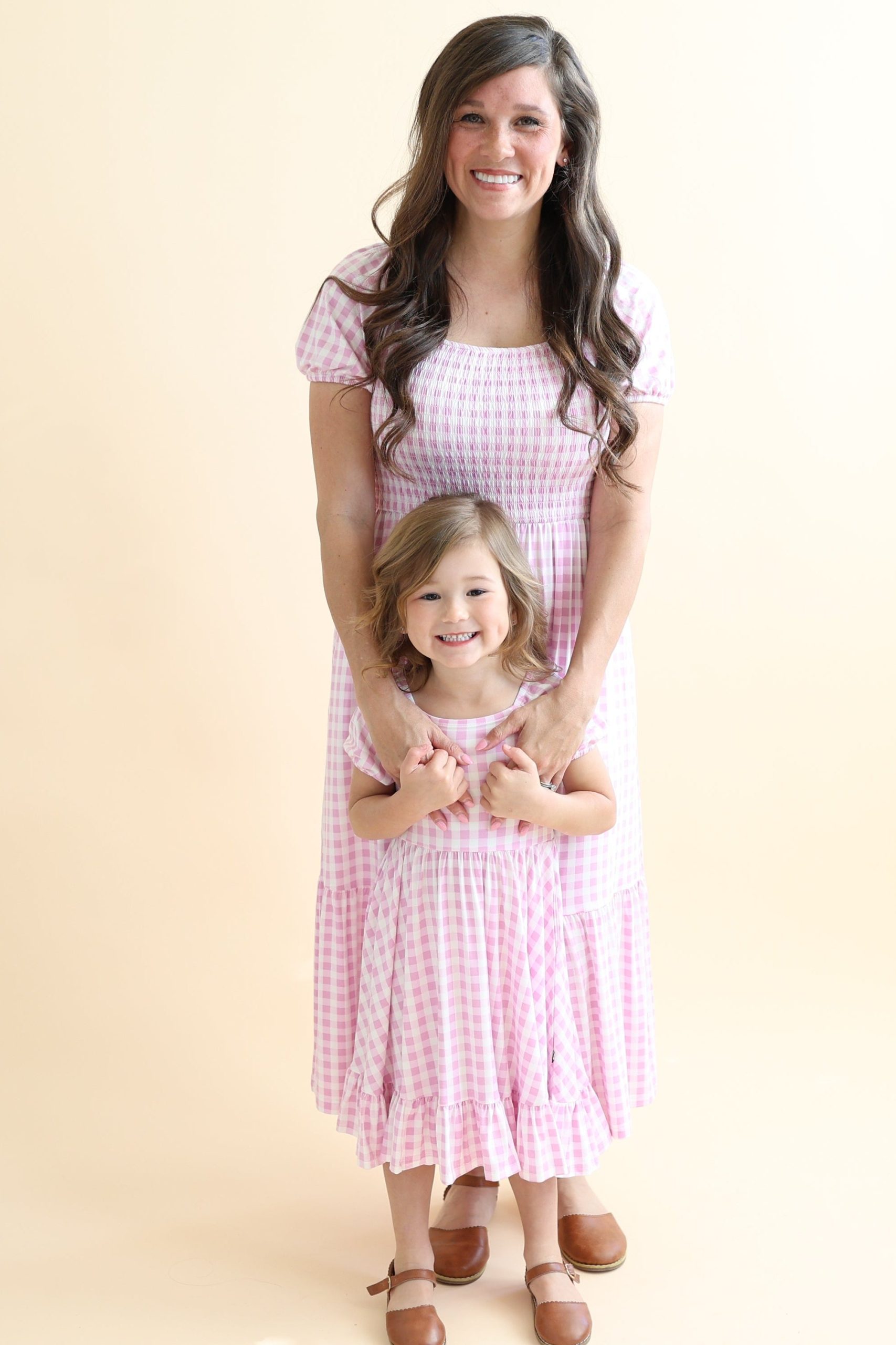 Womens Smocked Dress in Gingham Thistle - Image 4