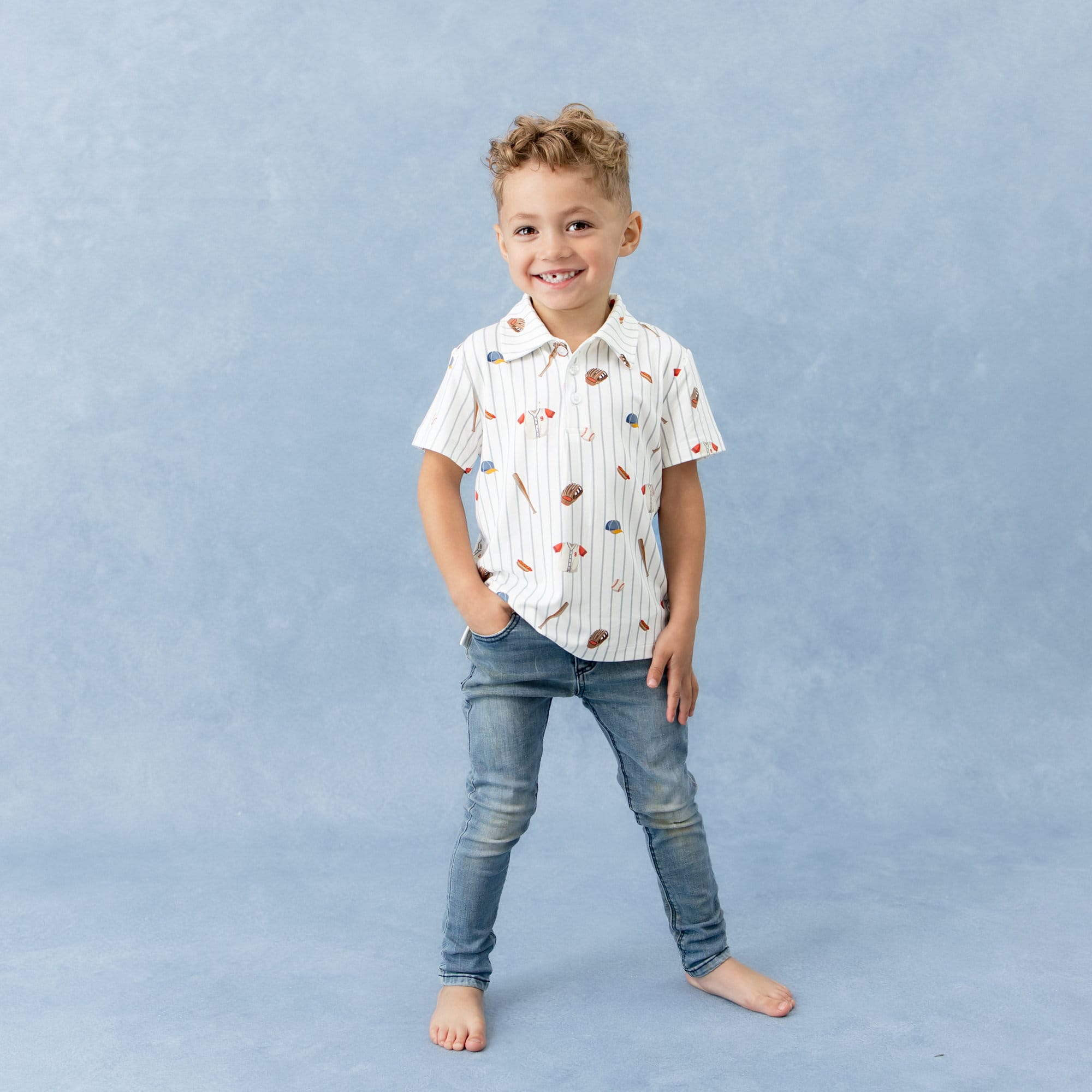 Toddler Short Sleeve Polo in Home Run - Image 3