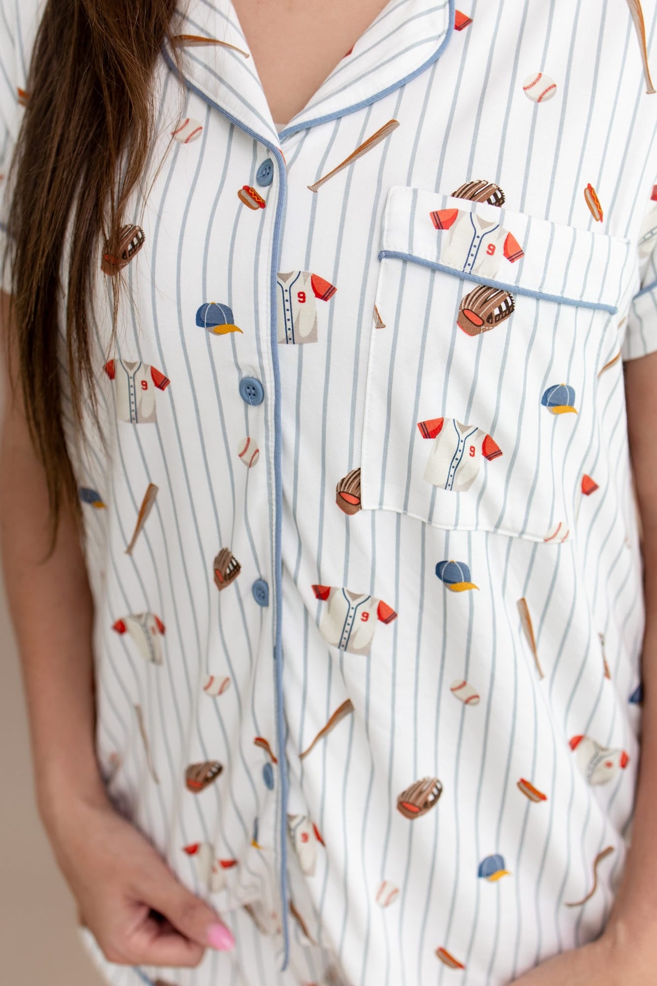 Women's Short Sleeve Pajama Set in Home Run - Image 2