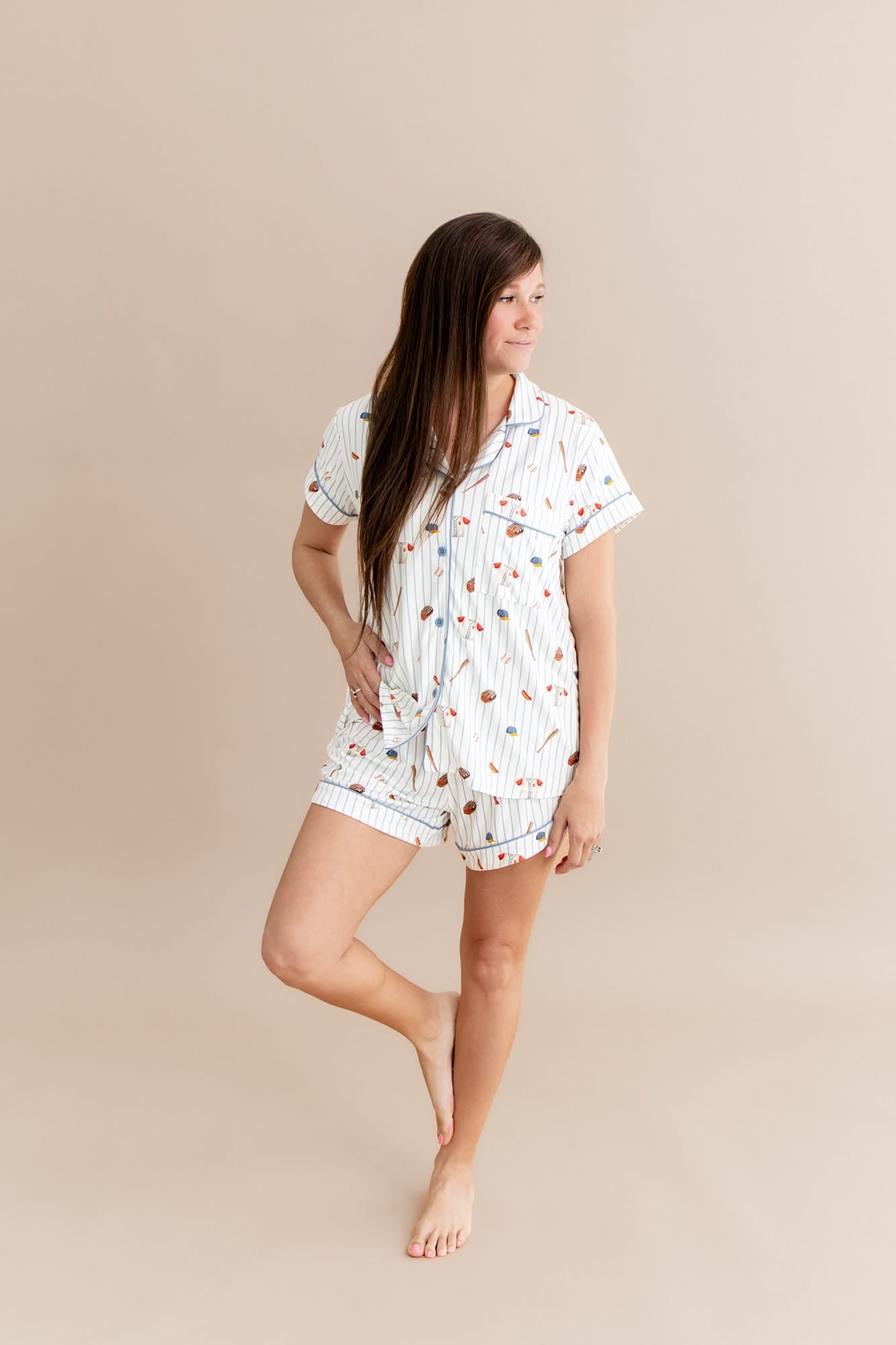 Women's Short Sleeve Pajama Set in Home Run - Image 3