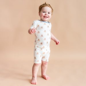 Short Sleeve Pajamas in Teddy Bear