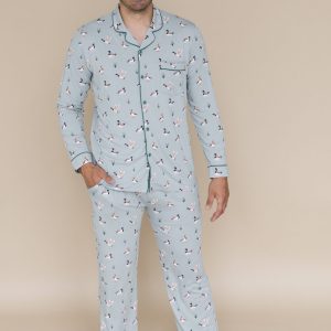 Men's Long Sleeve Pajama Set in Mallard Duck