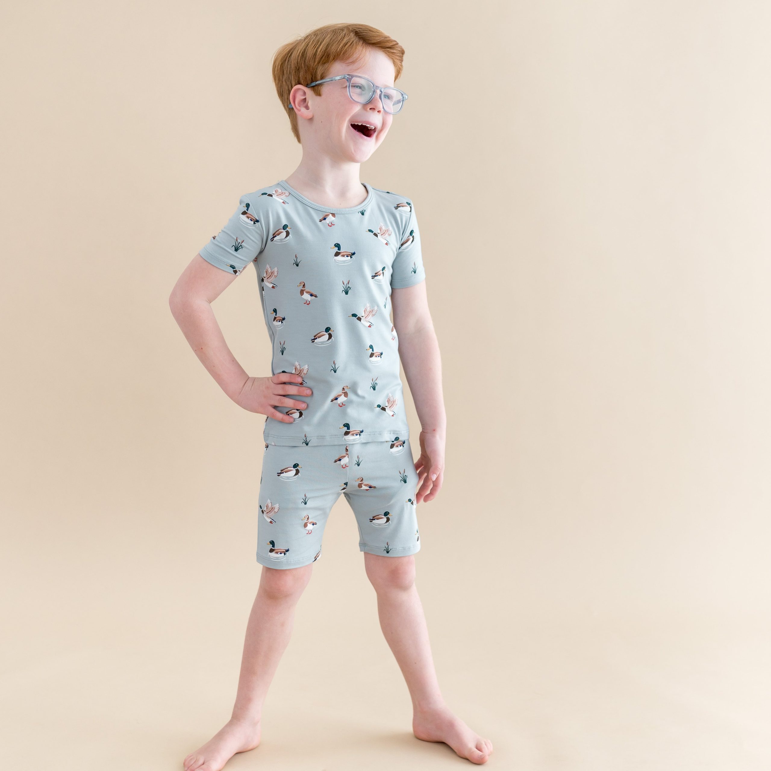 Short Sleeve Pajamas in Mallard Duck - Image 3