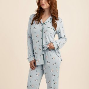 Long-Sleeved Women's Pajama Set in Mallard Duck