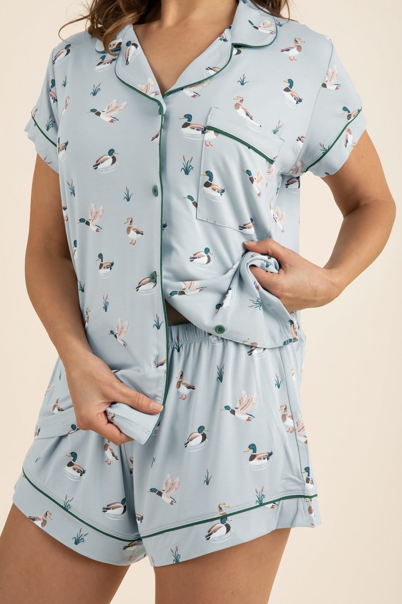 Women's Short Sleeve Pajama Set in Mallard Duck - Image 2