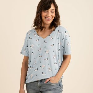 Women's Relaxed Fit V-Neck in Mallard Duck