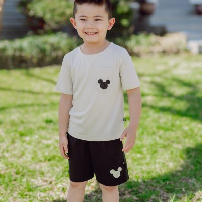 Toddler Crew Neck Tee in Mickey Mouse on Ecru