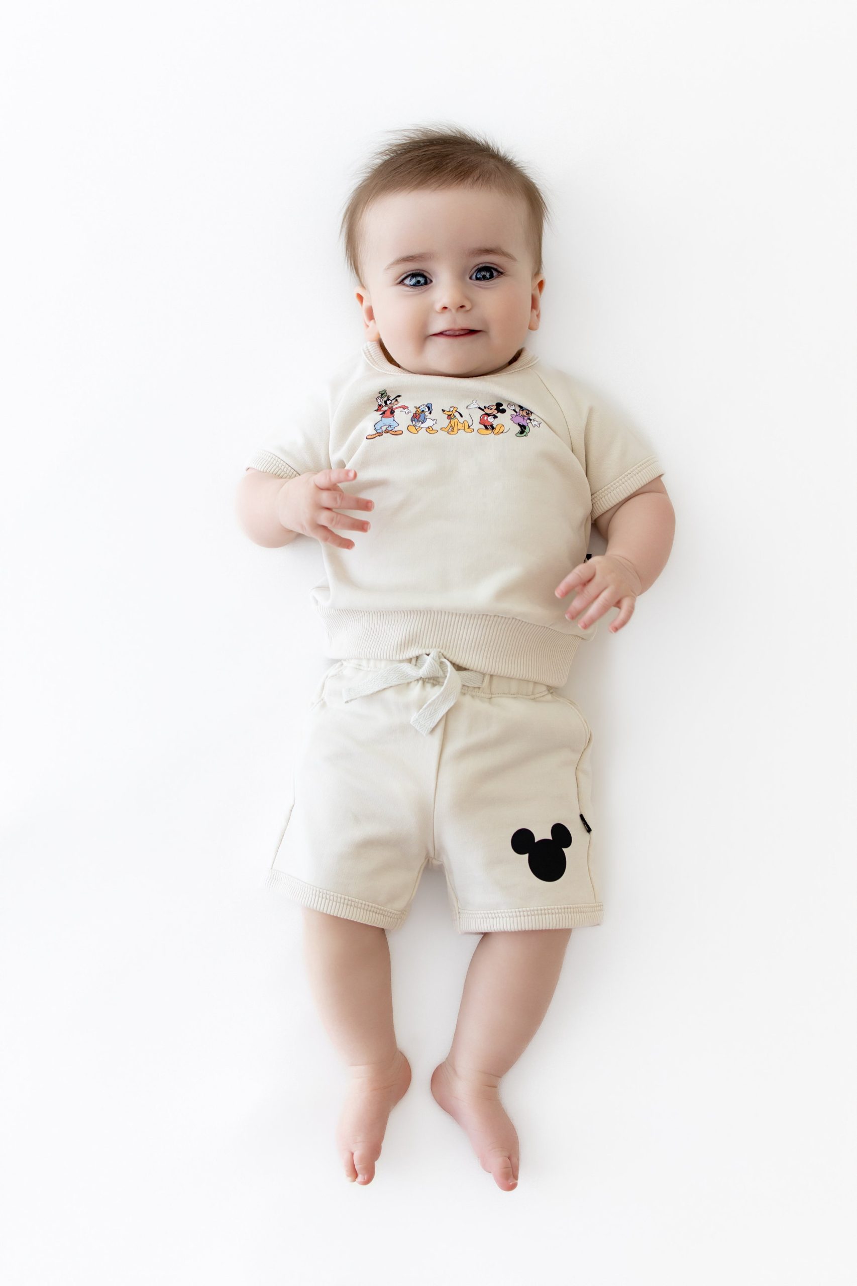 Short Sleeve Jogger Set in Mickey and Friends on Ecru