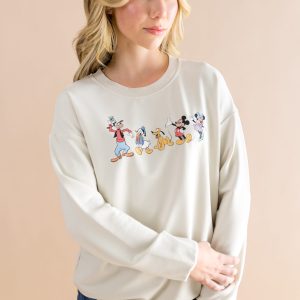 Women's Sweatshirt in Mickey and Friends on Ecru
