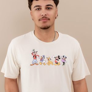 Men's Crew Neck Tee in Mickey and Friends on Ecru