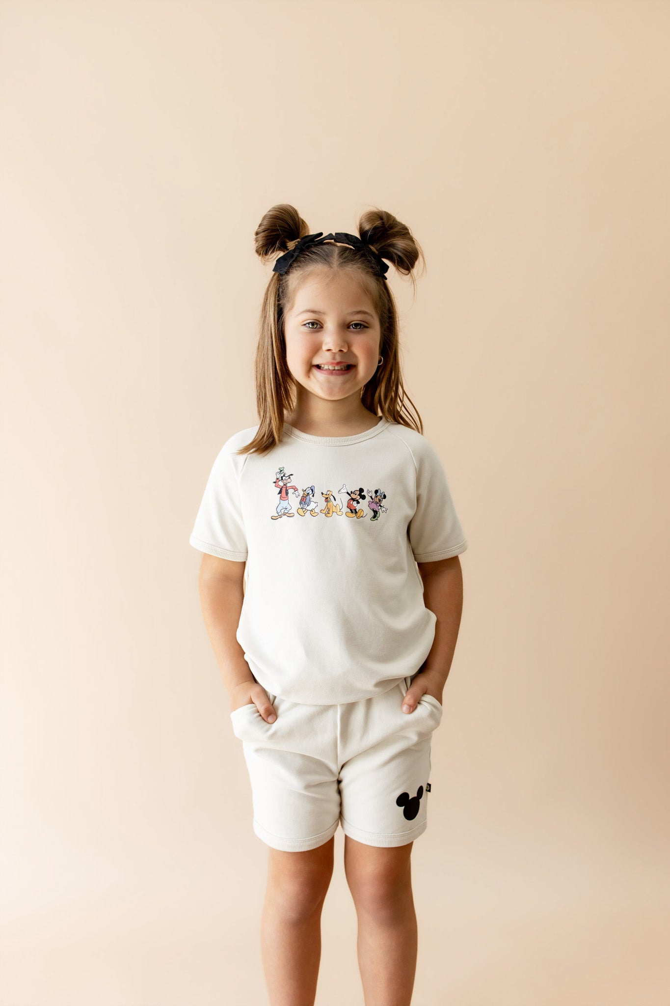 Short Sleeve Jogger Set in Mickey and Friends on Ecru - Image 4
