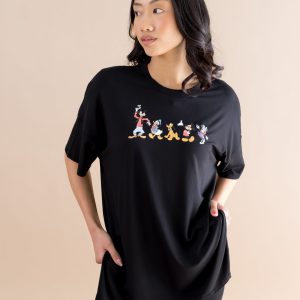 Womens Biker Short Set in Mickey and Friends on Midnight