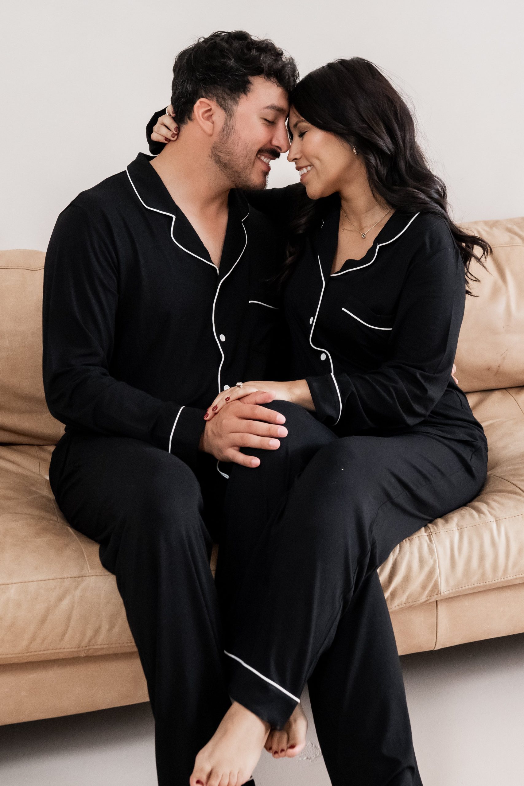 Long-Sleeved Women's Pajama Set in Midnight with Cloud Trim - Image 6