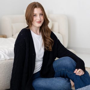 Cable Knit Adult Cardigan in Midnight