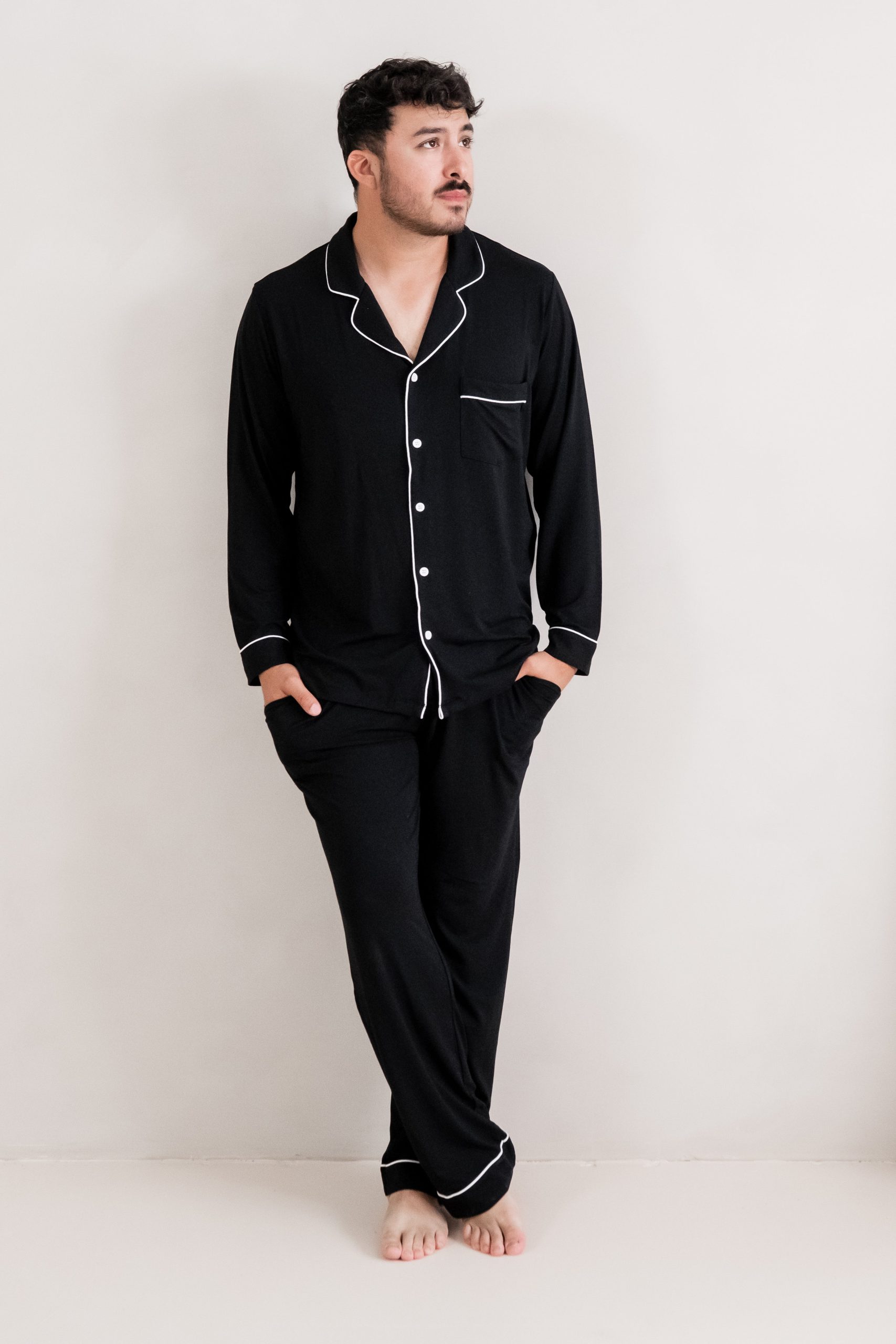Men's Long Sleeve Pajama Set in Midnight - Image 3
