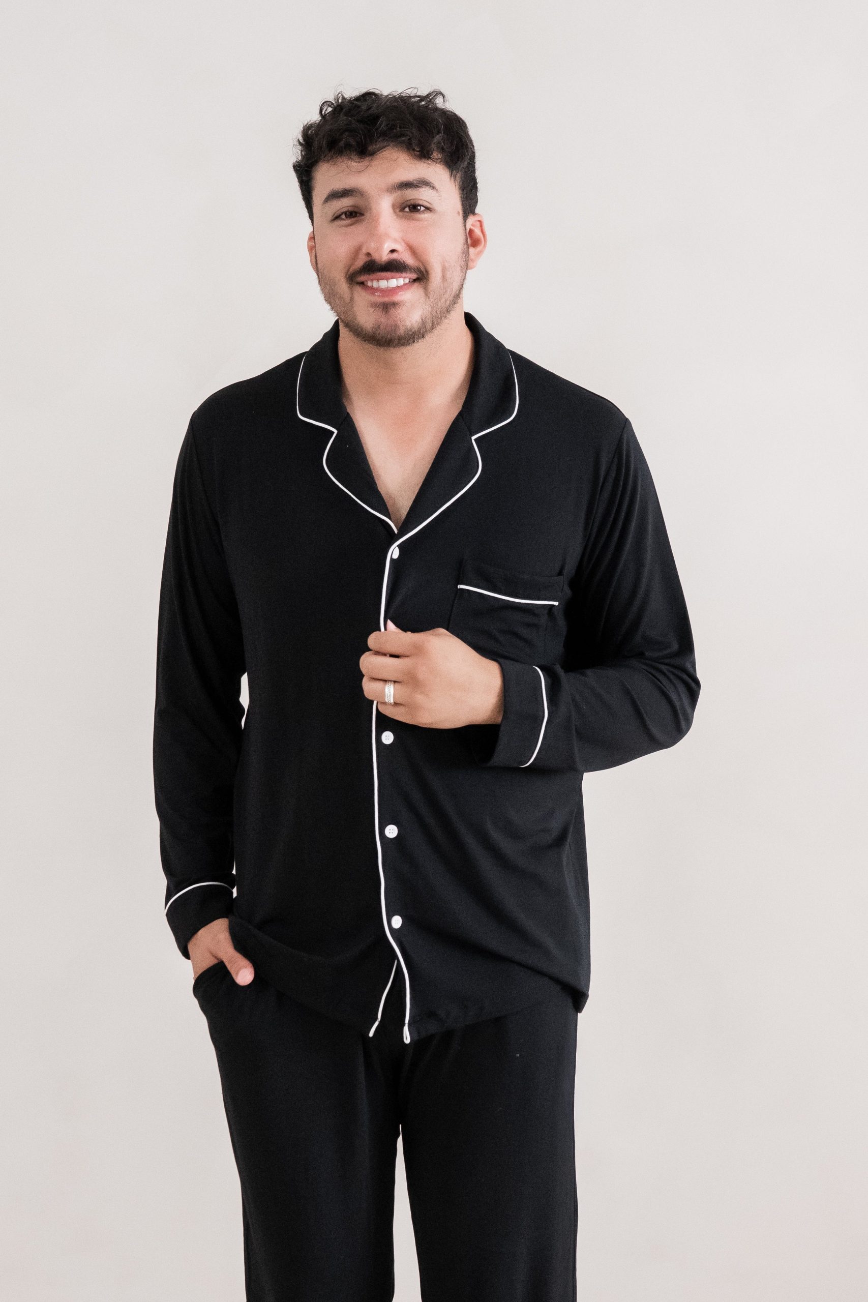 Men's Long Sleeve Pajama Set in Midnight - Image 2