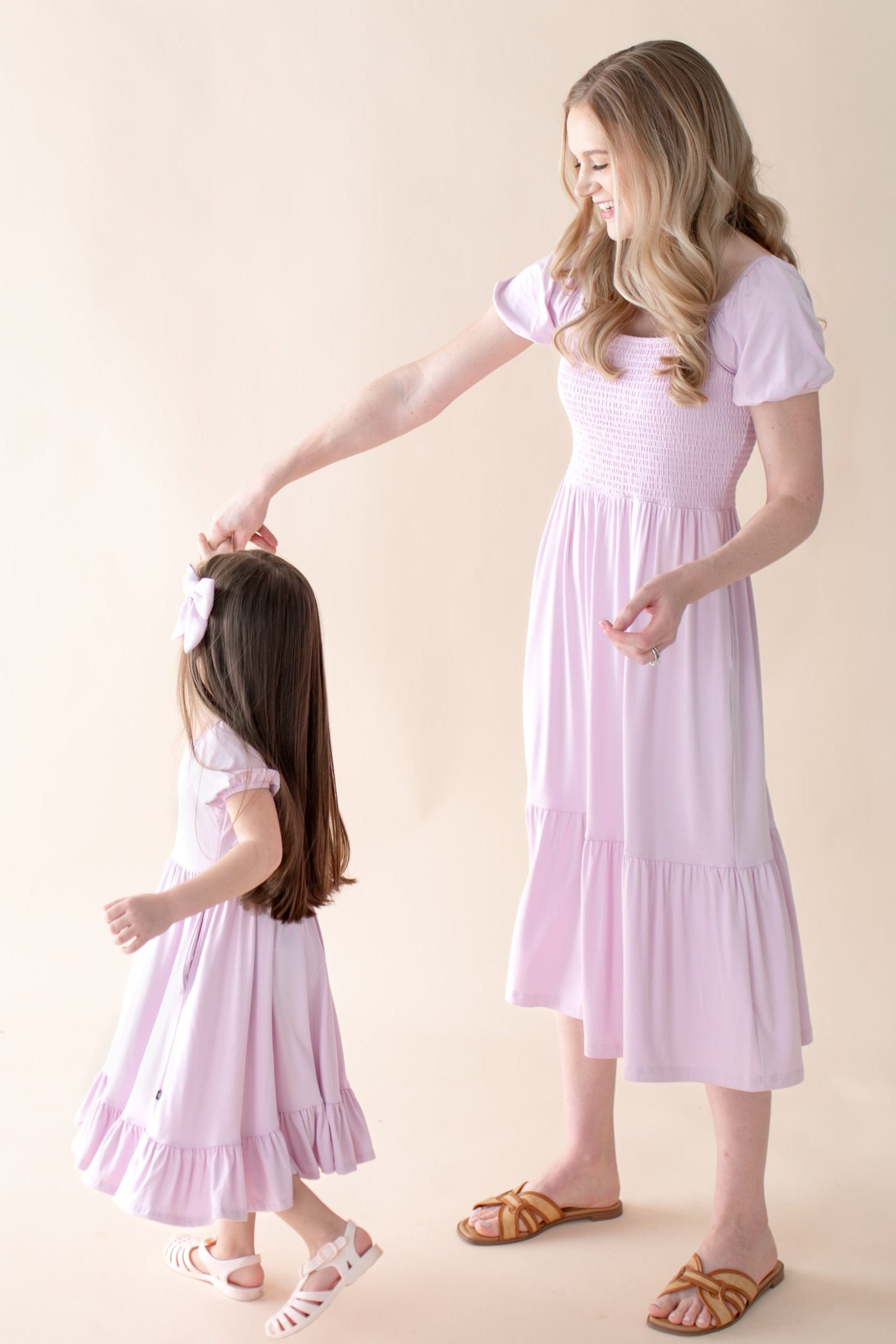 Womens Smocked Dress in Thistle - Image 3