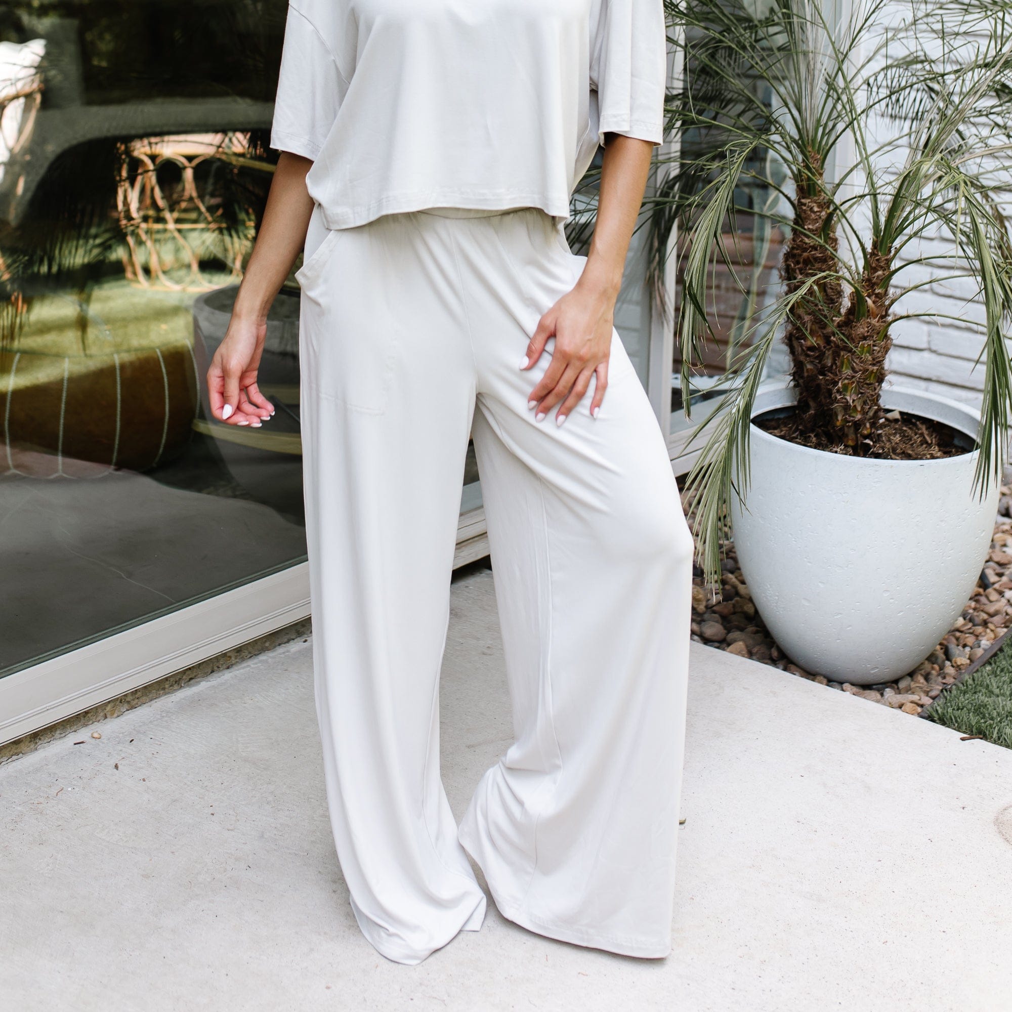 Women's Wide Leg Pant in Oat - Image 2
