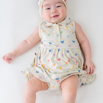Polo Bodysuit Dress in Pastel Mickey Mouse