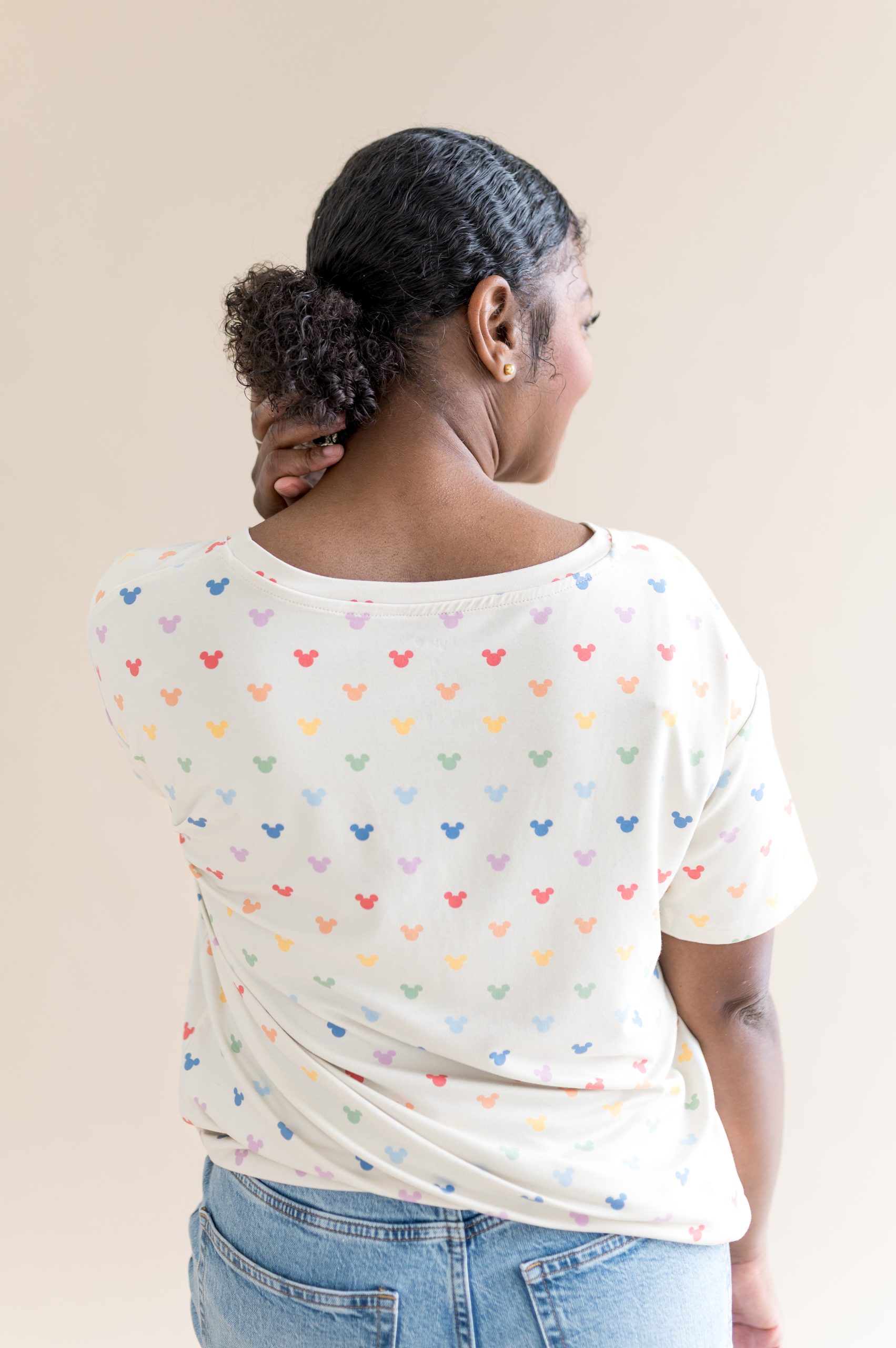 Women's Relaxed Fit V-Neck in Pastel Mickey Mouse - Image 5