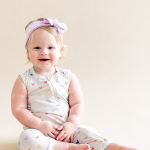 Zippered Sleeveless Romper in Pastel Mickey Mouse