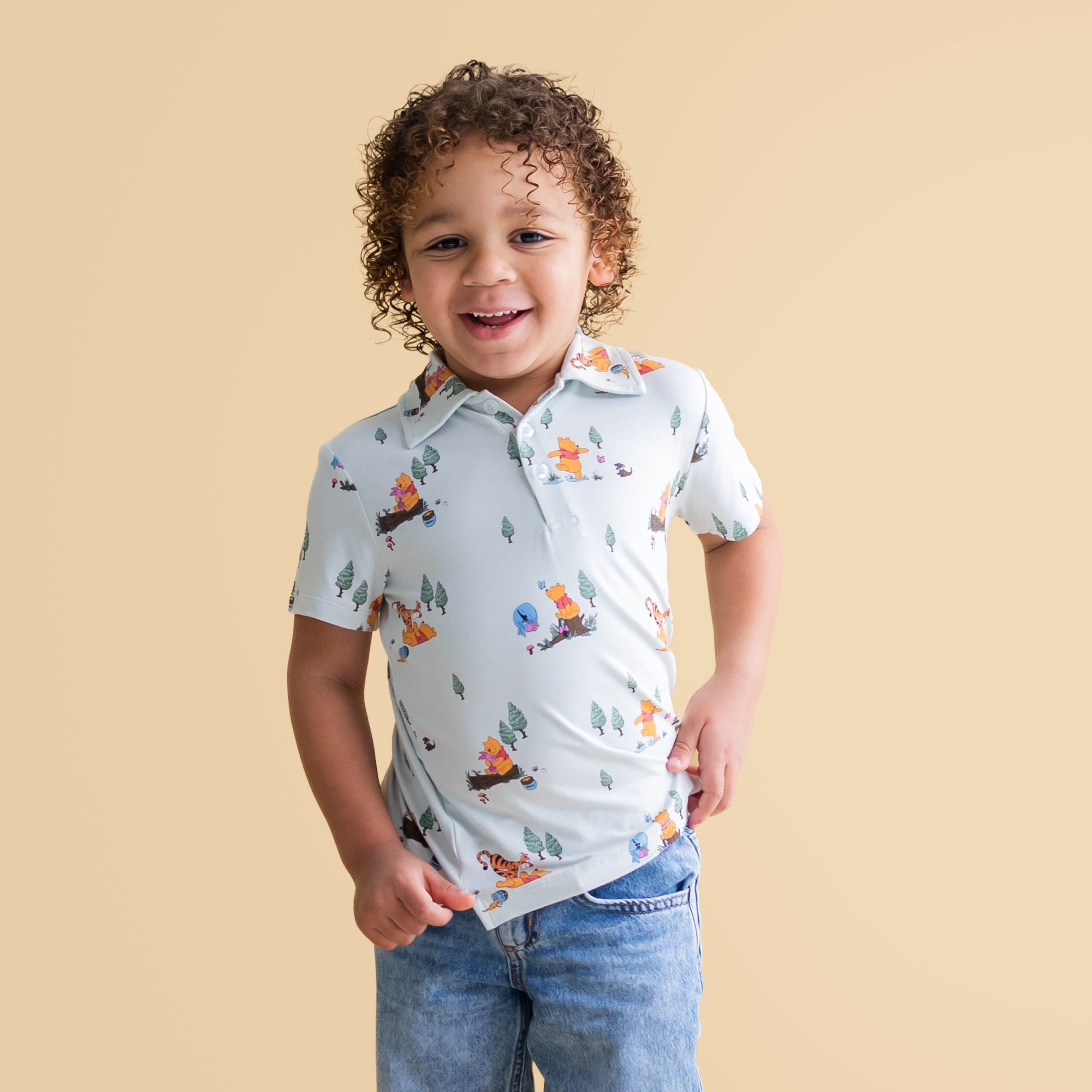 Toddler Short Sleeve Polo in Winnie the Pooh Hundred Acre Wood - Image 5