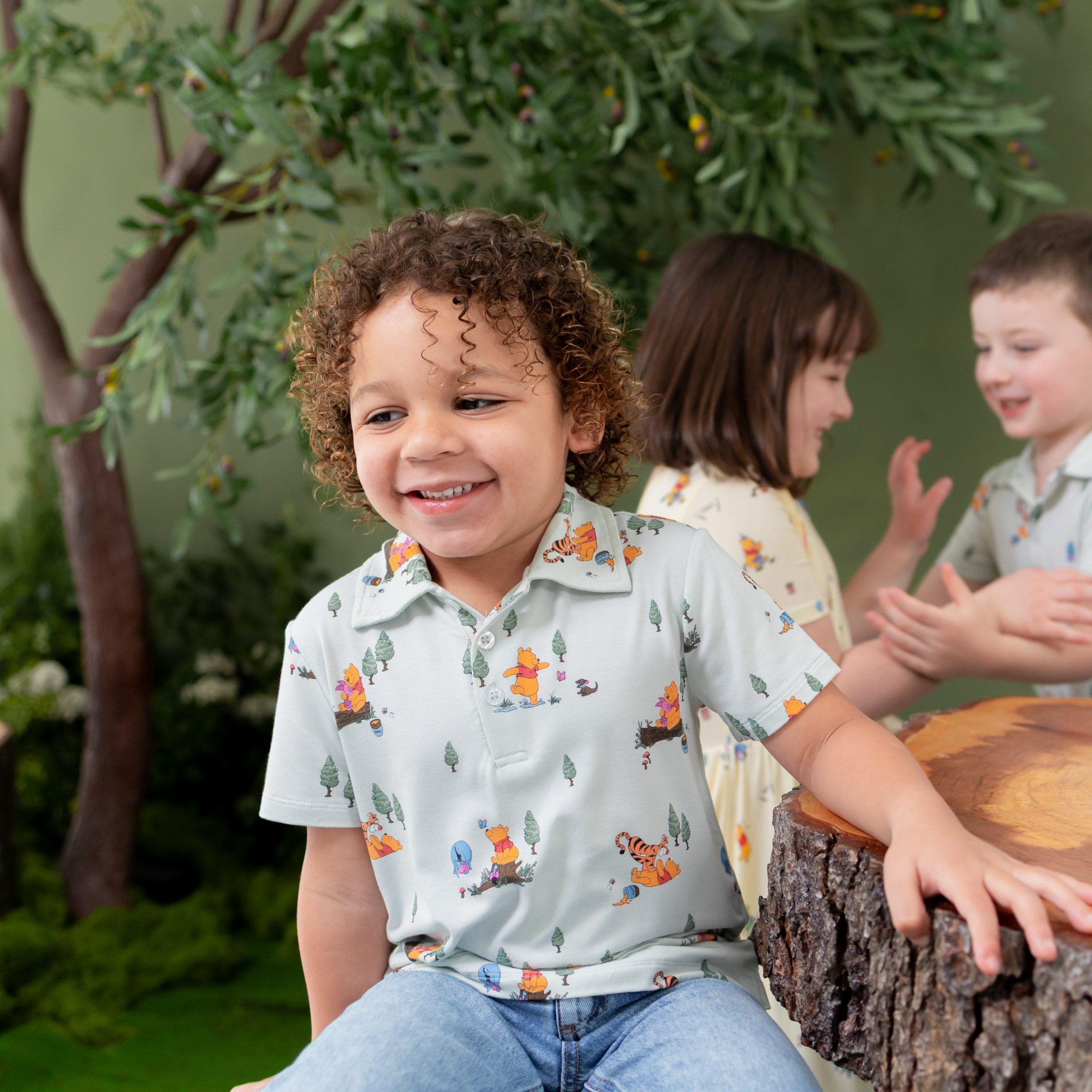 Toddler Short Sleeve Polo in Winnie the Pooh Hundred Acre Wood - Image 4