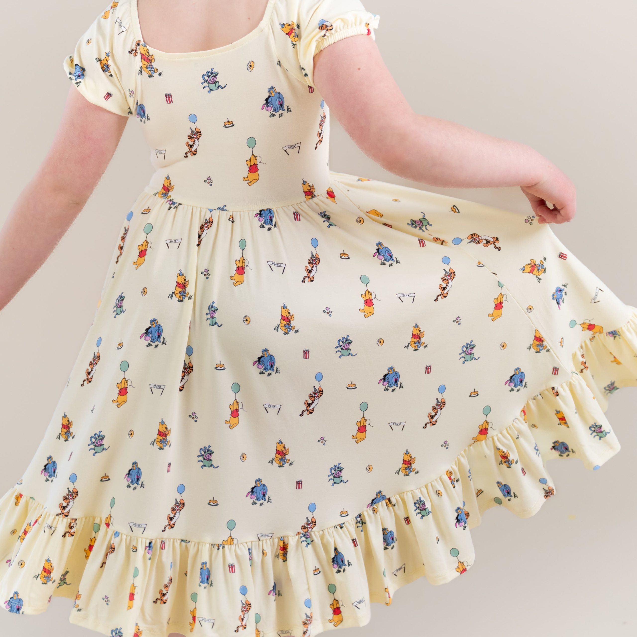 Puff Sleeve Twirl Dress in Winnie the Pooh Celebration - Image 3