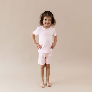 Pointelle Short Sleeve Set in Sakura