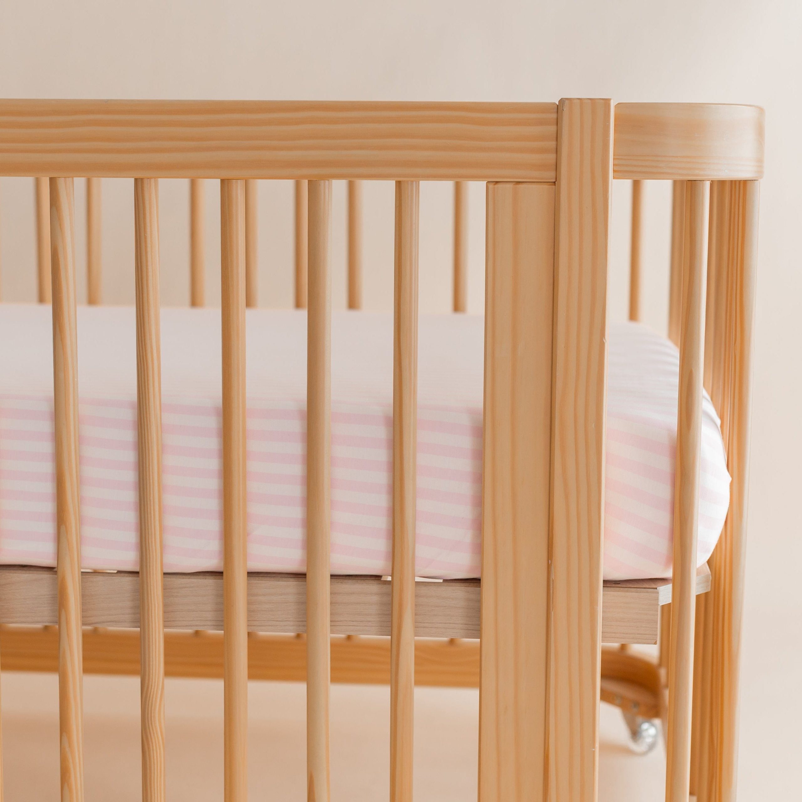 Crib Sheet in Small Sakura Stripe - Image 3