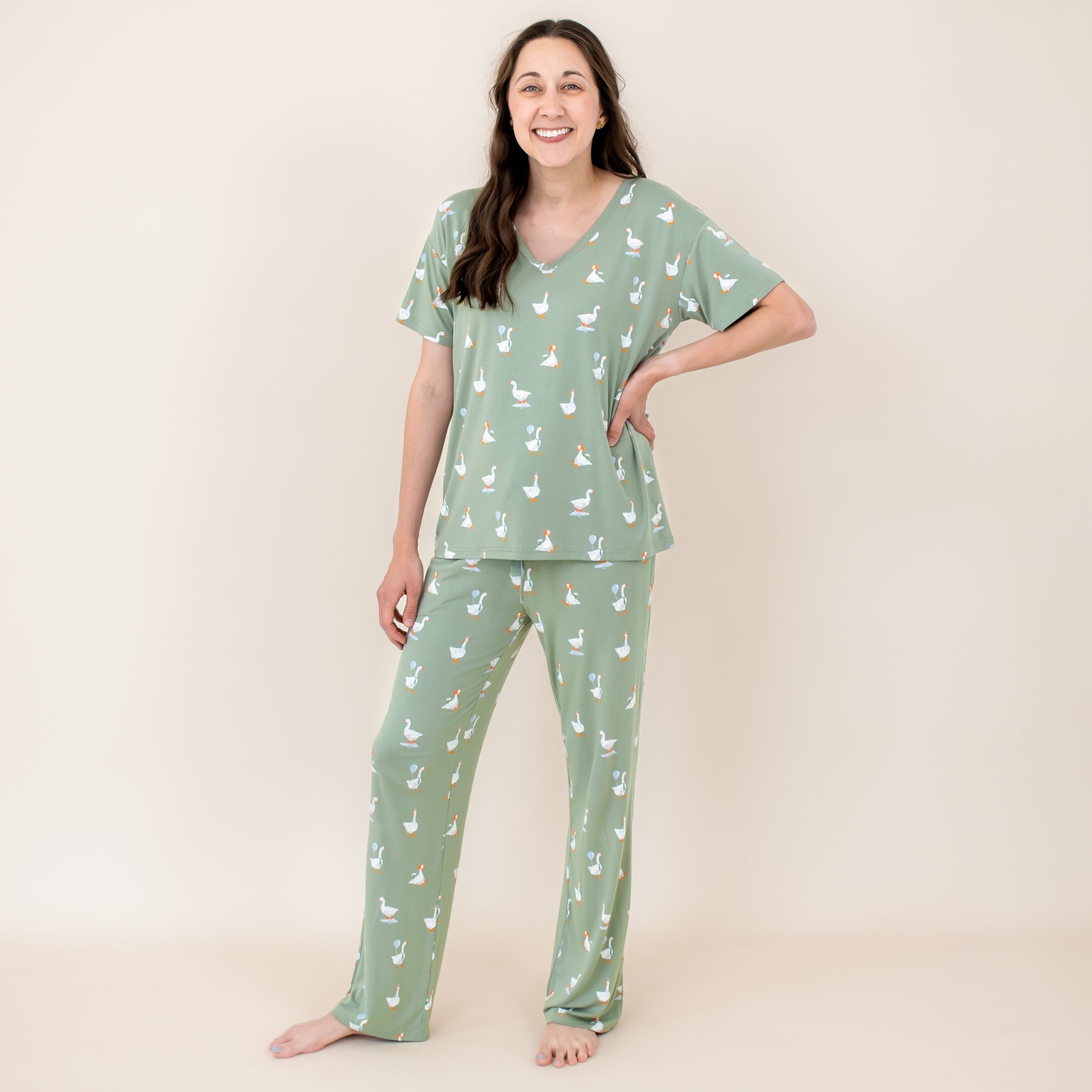 Women's Relaxed Fit V-Neck in Silly Goose - Image 5