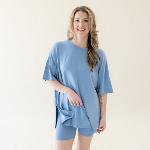 Womens Biker Short Set in Slate
