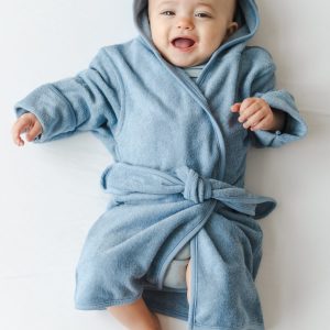 Hooded Bath Robe in Slate
